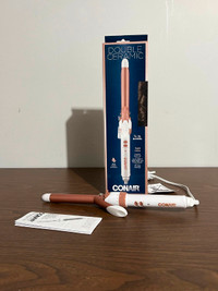Conair Double Ceramic Curling Iron; 3/4 inch; White/Rose Gold