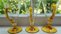 3 W. Hughes Amber Cornflower Antique Glass