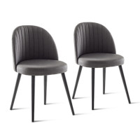Set Of 2 Modern Mid-Back Armless Dining Chairs With Wood Legs
