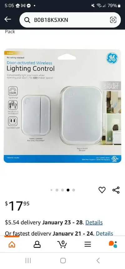 GE Wireless Control Entry Contact Sensor  On/Off or Timed, View more
