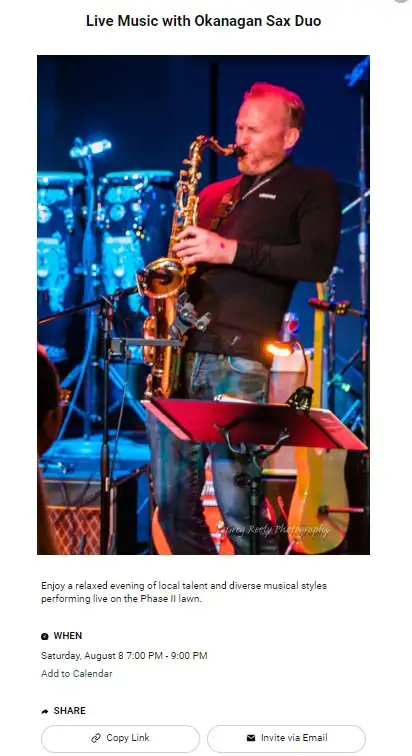 Okanagan Sax - Live Show at Summerland Waterfront Resort