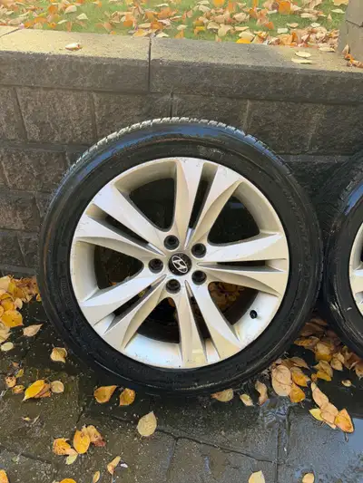 Hyundai Genesis Coupe 18" OEM Wheels + Tires, Staggered Set of 4 (5x114.3) Performance All season Ti...