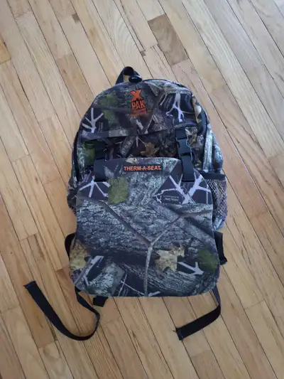 Camo Backpack/with seat cushion , View more