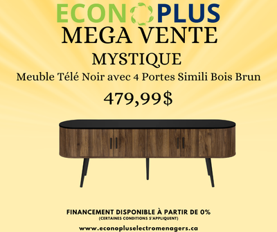 Econoplus MYSTIQUE Meuble Télé Noir  Simili Bois Brun, View more