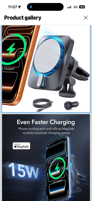 ESR for 15W Apple-Certified MagSafe Car Mount Charger, View more