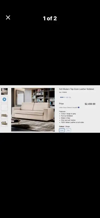 Top-grain leather sofa bed, View more