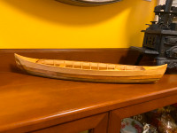 Wood Crafted Canoe Model Replica Nautical Cottage Decorative