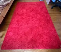 Carpet Stock Solid Modern Shaggy Rug (Red, Microfiber, 4 X 6 Fee