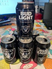 Plusieurs canettes NFL Raiders beer cans