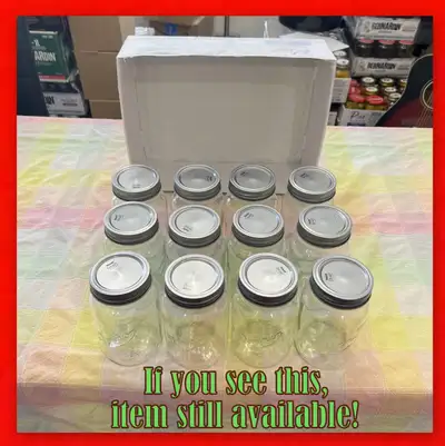 Spectacular Set of 1 Dozen Vintage Gem Canning Jars!, View more