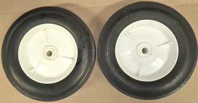 Lawnmower Rear 8 Inch Wheels, new, never used. 8 Inch wheels with 5/8-inch center holes. Located in...