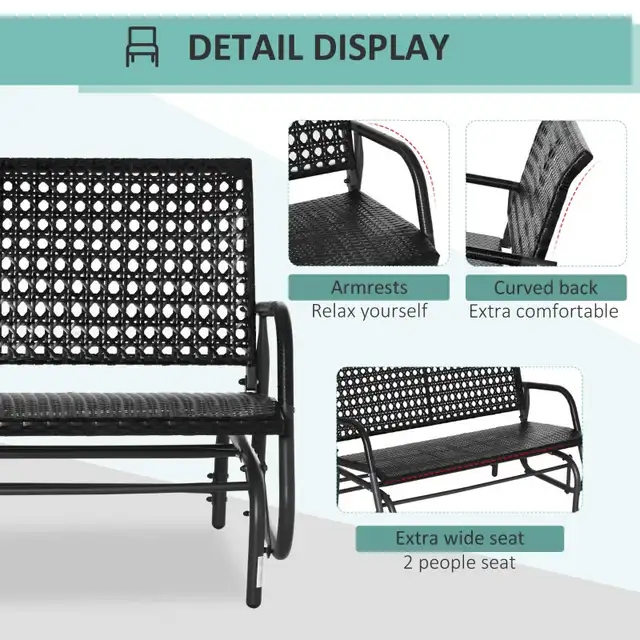 2 Seater Wicker Outdoor Glider Bench, Patio Swing Rocker Chair G in Patio & Garden Furniture in Markham / York Region - Image 6