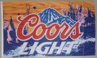 Coors Light Flag with header and brass Grommets - 3' x 5'- New