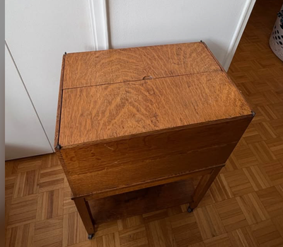 Antique Oak Office File Cabinet on Detached Rolling Stand, View more