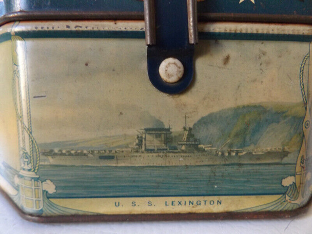 ORIGINAL VINTAGE LOOSE-WILES BISCUIT COMPANY TIN U.S.S. IDAHO in Arts & Collectibles in Oakville / Halton Region - Image 2