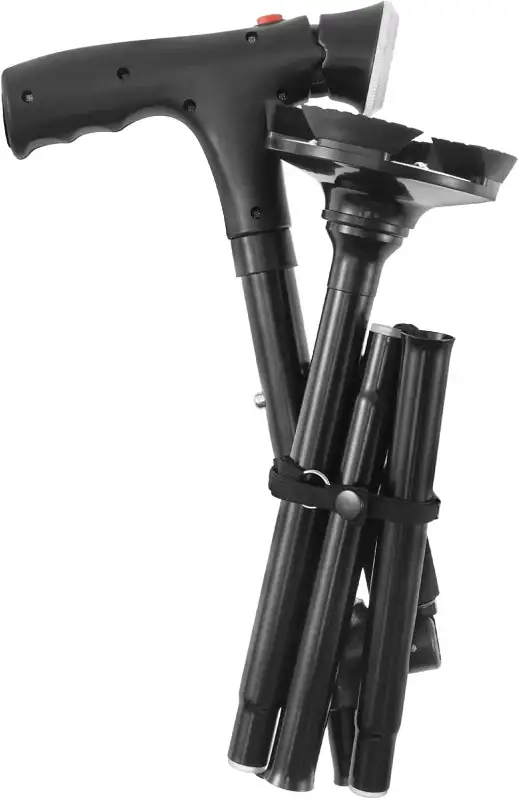 New Foldable Walking Cane With Quad Base, Light and Alarm in Health & Special Needs in Calgary - Image 3