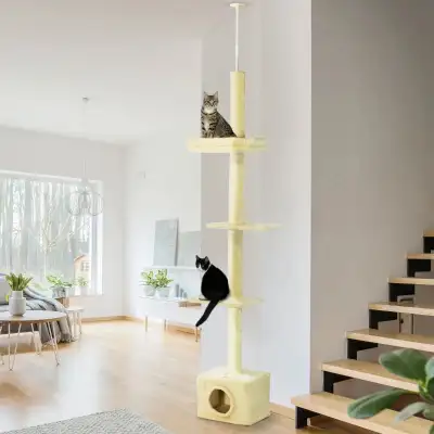 Floor to Ceiling Cat Tree with Scratching Post for Indoor Cats, , View more