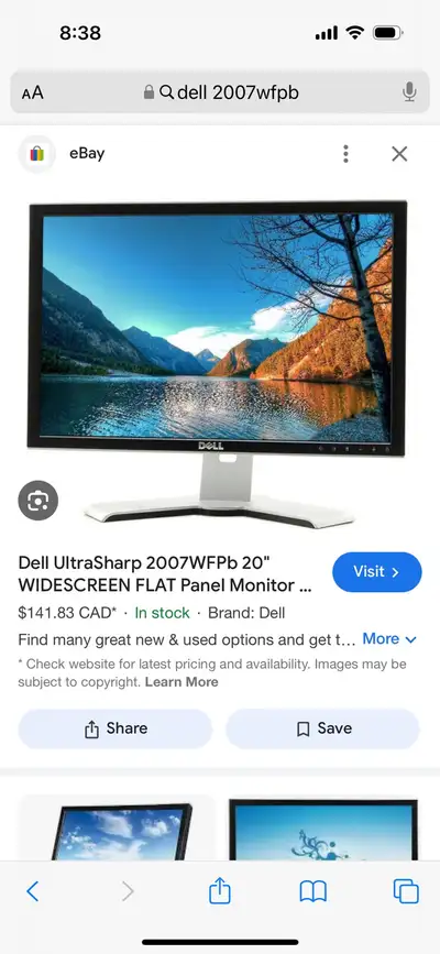 Dell UltraSharp 2007WFPb WIDESCREEN 20" FLAT Panel 16:10 Monitor The Dell 2007WFPb is a 20-inch LCD...