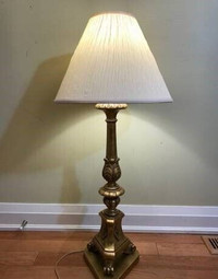 Ornate Gold Table Lamp with Cream Fabric Shade