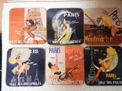 Vintage Collectible Paris Cork Coasters, View more