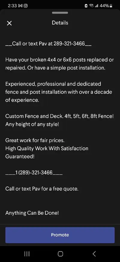 Experienced, professional and dedicated fence and post installation with over a decade of experience...