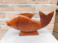 Hand Carved Wooden Large Fish Figure