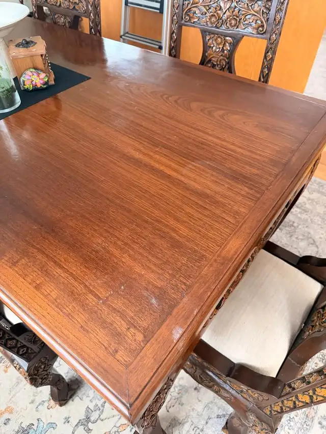Antique Hand-Carved Dining Set Imported From Thailand in Dining Tables & Sets in Nelson - Image 6