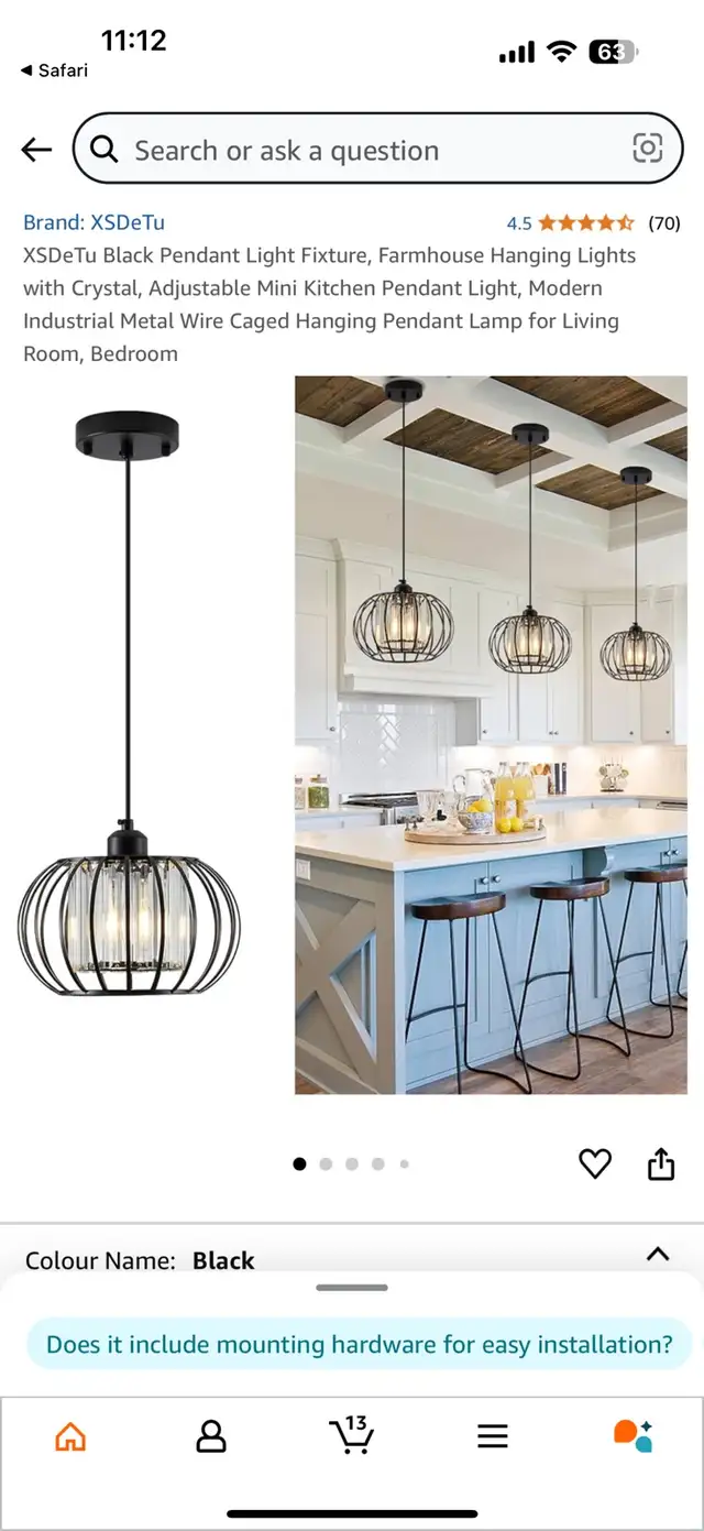 XSDeTu Black Metal Cage Pendant Light in Home Décor & Accents in Markham / York Region - Image 2