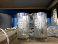 2 collectible CBC glasses tall