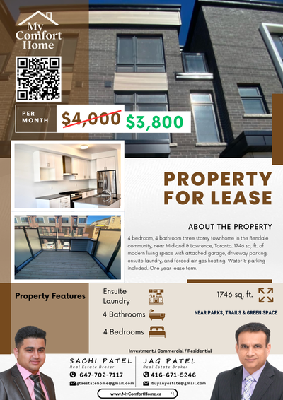 4 bedroom, 4 bathroom three storey townhome in the Bendale community, near Midland & Lawrence, Toron...