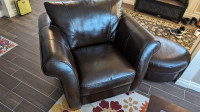 For Free; Brown leather sofa and arm char with ottoman