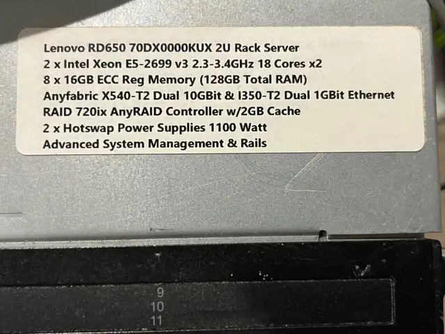 Lenovo RD650 Xeon E5-2699v3 2x 18 Cores 128GB DDR4 Rack Server in Servers in St. Catharines - Image 9