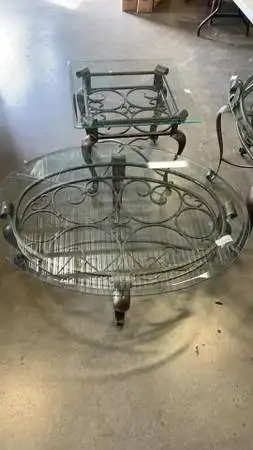 GLASS TABLE SET OF THREE. - ALL MATCHING SOFA, COFFEE, END, View more