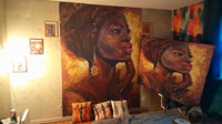 Decoration African mural tapris Tableau et oreiller 