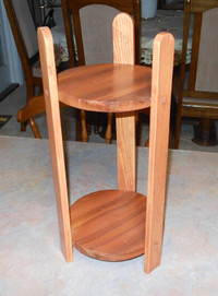 Round cedar plant stand, 2 tier, 13.5 inches tall, new