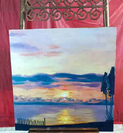 Painting on wood canvas, View more