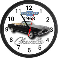 1968 Chevrolet Chevelle Convertible (Black) Custom Wall Clock
