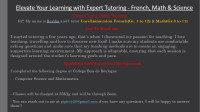 PRIVATE 1-on-1 ONLINE Tutoring (Gr 3 - 11 French & Math)