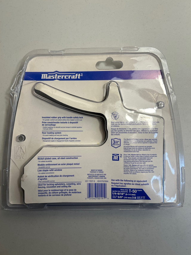 New Mastercraft Heavy-Duty Staple Gun With Arrow Staple Pack in Hand Tools in Oshawa / Durham Region - Image 4