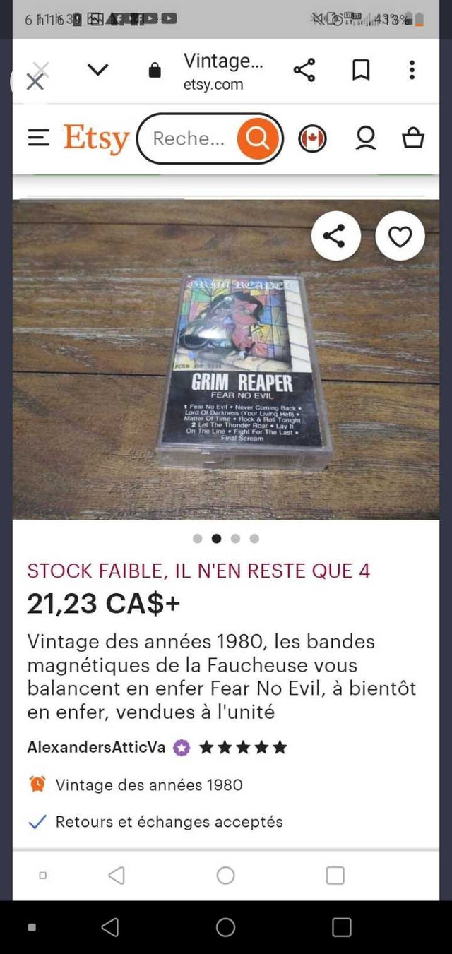 Grim Reaper Métal ORIGINAL cassettes états NEUVES  $40. dans Autre  à Saint-Jean-sur-Richelieu - Image 4