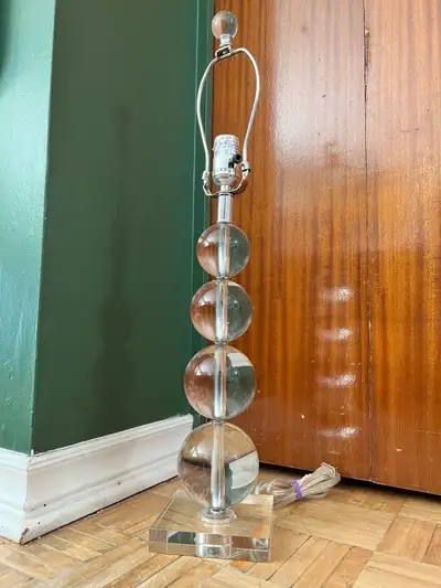 MCM Glass Sphere  & Chrome Table Lamp, View more