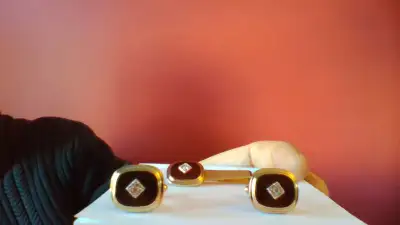 vintage matching TIE BAR & CUFFLINKS SET, View more