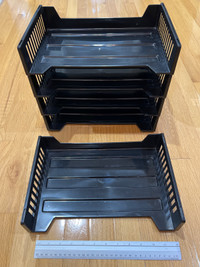 Black Plastic Stackable Document trays - 5 units