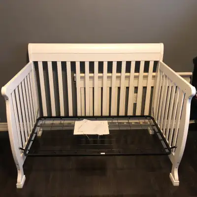 Excellent Used Condition - current view is toddler bed, fourth piece nestled in the back resting aga...