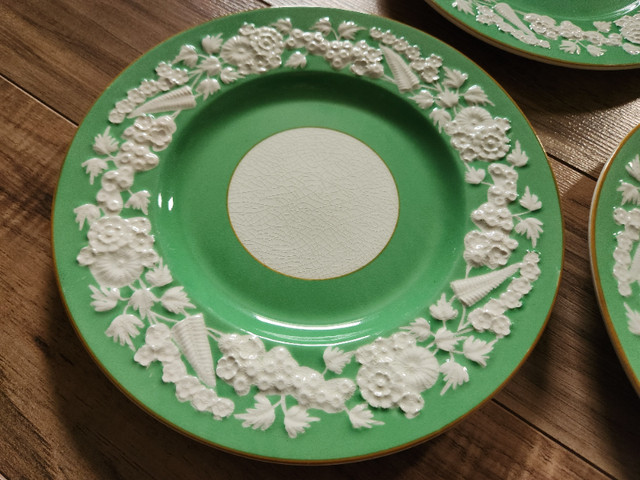 Green embossed rhapsody saucers/plates (GEORGE JONES & SONS) in Kitchen & Dining Wares in Fredericton - Image 3