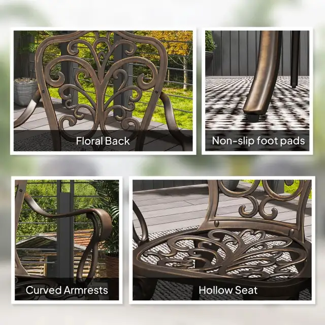 3 Pieces Cast Aluminum Bistro Set, Outdoor Patio Furniture Set w in Patio & Garden Furniture in Markham / York Region - Image 8