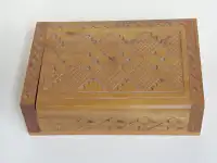 Carved Wood Trinket Box with Flip Top Lid