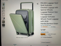 Milada 20”airline approved carry on luggage with laptop pocket