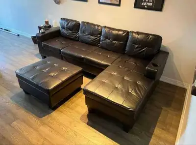 Leather Sectional Sofa with Ottoman, View more