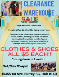 Clearance Warehouse sale
